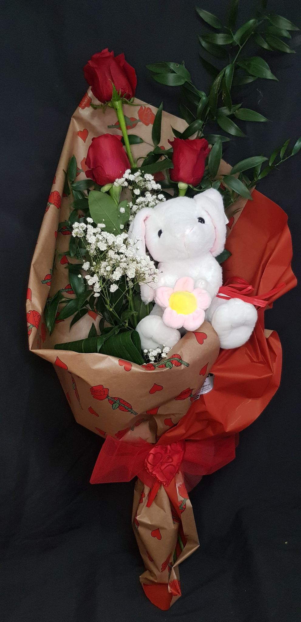 Mazzo di Rose Rosse con Peluche