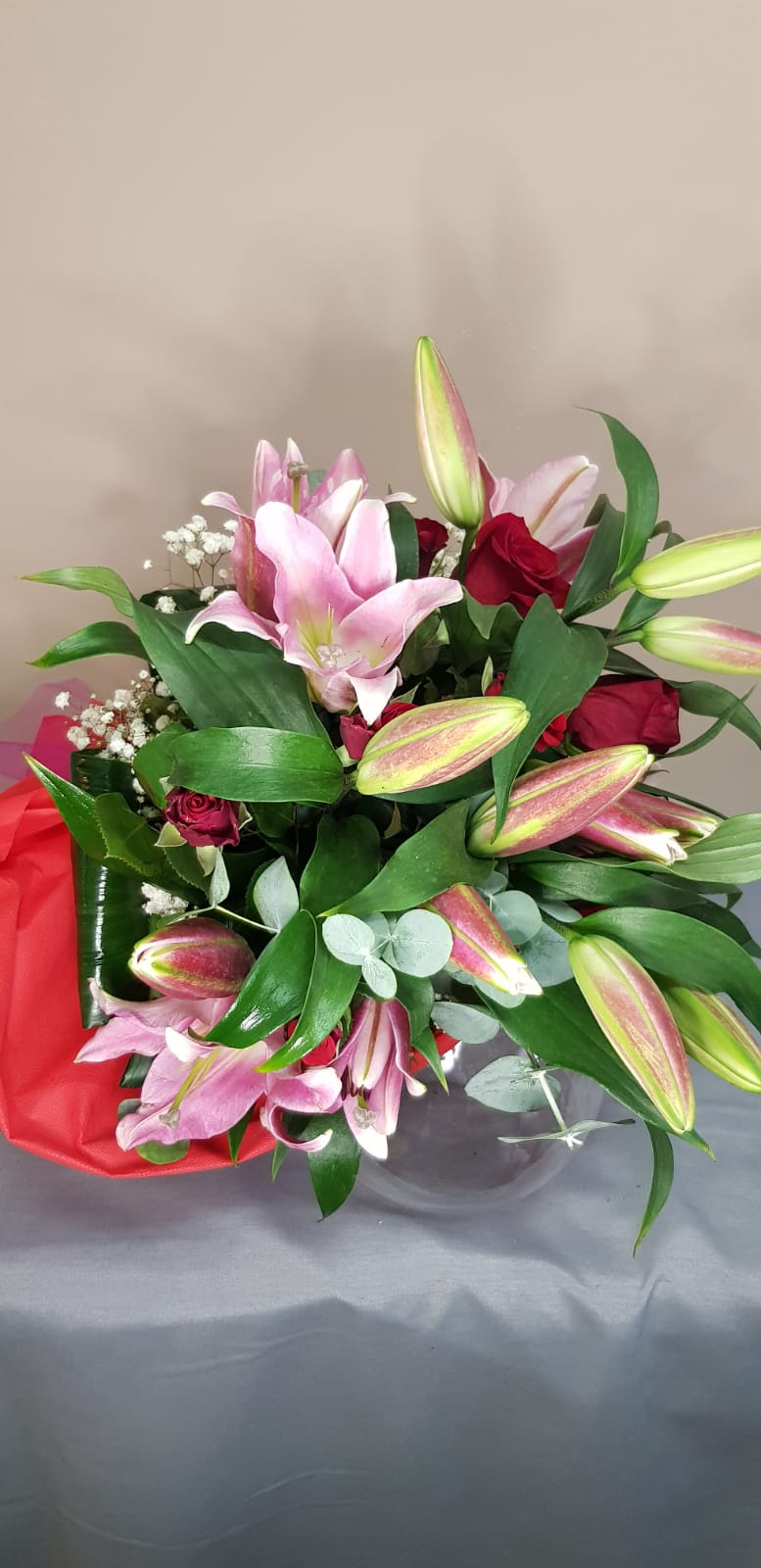 Bouquet Rose Rosse e Lilium